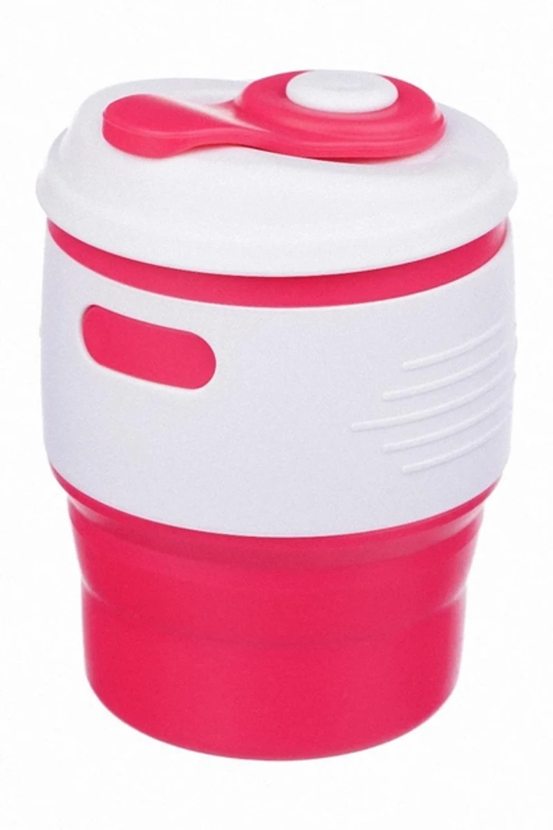 Складана силіконова склянка з кришкою 350 мл Tonna Barrel RASPBERRY